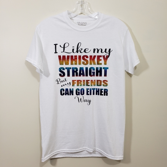 Gildan Other - Gildan i like my whiskey straight rainbow graphic